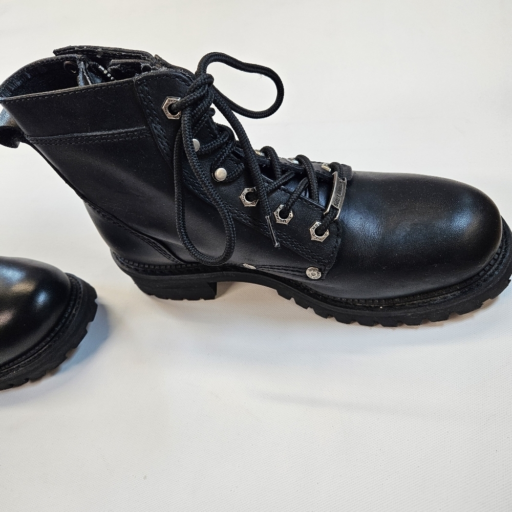 Y2K 90’s Harley Davidson Women's Cynwood Boots VTG women’s sz 8.5 black leather - Picture 4 of 13